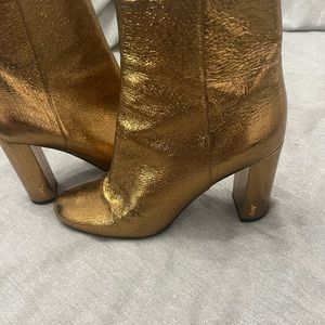 YSL Saint Laurent ankle boots bronze gold